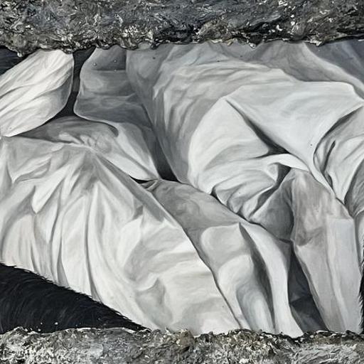 Turtle or Rock · I hide tulips within my neck · acrylic on fabric cement · 59x20 · 2023