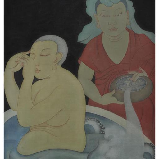 As It Is · Bath (《如是 · 浴》) · Rich Color Silk Painting(绢本重彩) · 60x80cm · 2016