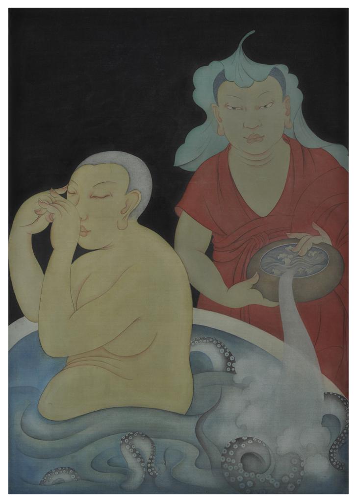 As It Is · Bath (《如是 · 浴》) · Rich Color Silk Painting(绢本重彩) · 60x80cm · 2016
