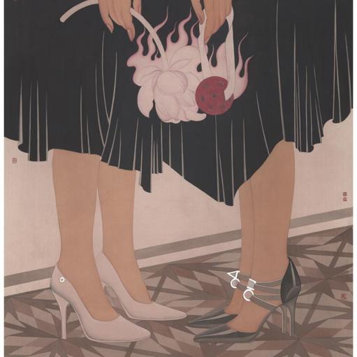 City Blossoms · Sisters (《城市花香 · Sisters》) · Color on Silk(绢本设色) · 76x48cm · 2023