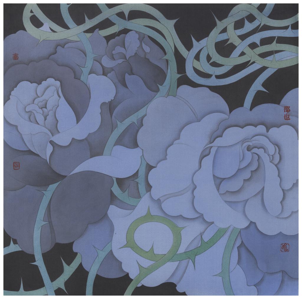 Clear Uncertainty · Blue Enchantress (《清澈的暧昧 · 蓝色妖姬》) · Silk(绢本设色) · 40x40cm · 2023