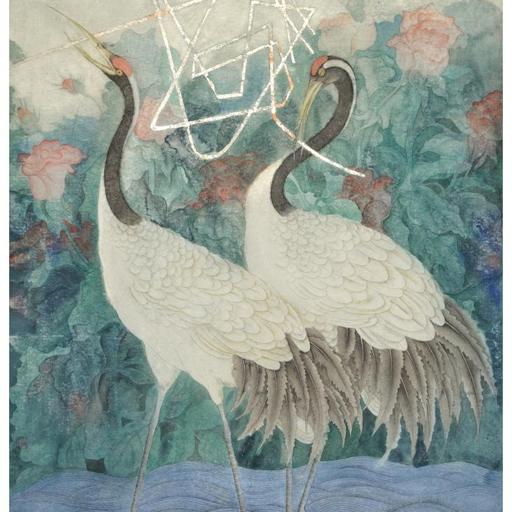 From Blossoms to Withered Dreams · The Echo of the Calling Crane (《花至荼蘼梦为马 · 鸣鹤之应》) · Fine Brushwork and Heavy Color(工笔重彩) · 66x92cm · 2018