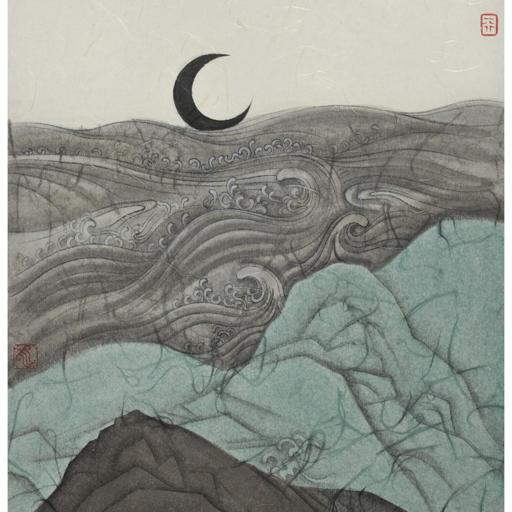Tales and Legends · Blinding Moon 2 (《故事和传说 · 眩月 · 2》) · Fine Brushwork and Heavy Color(工笔重彩) · 24x27cm · 2017