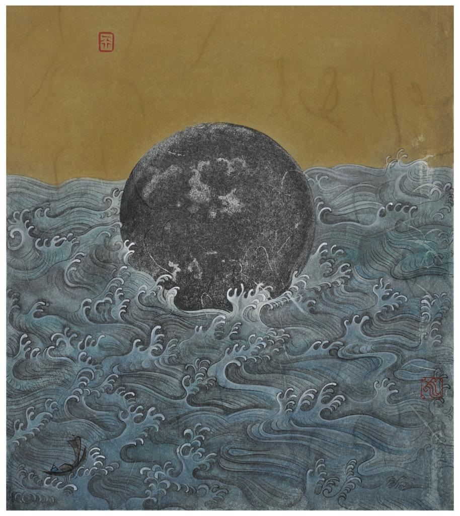 Tales and Legends · Blinding Moon 3 (《故事和传说 · 眩月 · 3》) · Fine Brushwork and Heavy Color(工笔重彩) · 24x27cm · 2017