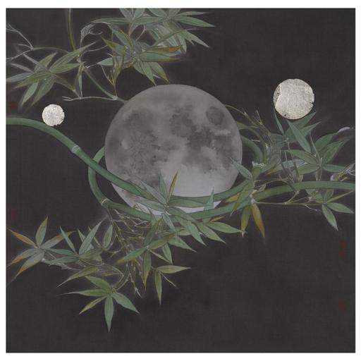 Tales and Legends · The Same Moon 1 (《故事和传说 · 同一个月亮 · 1》) · Fine Brushwork and Heavy Color(工笔重彩) · 40x40cm · 2022