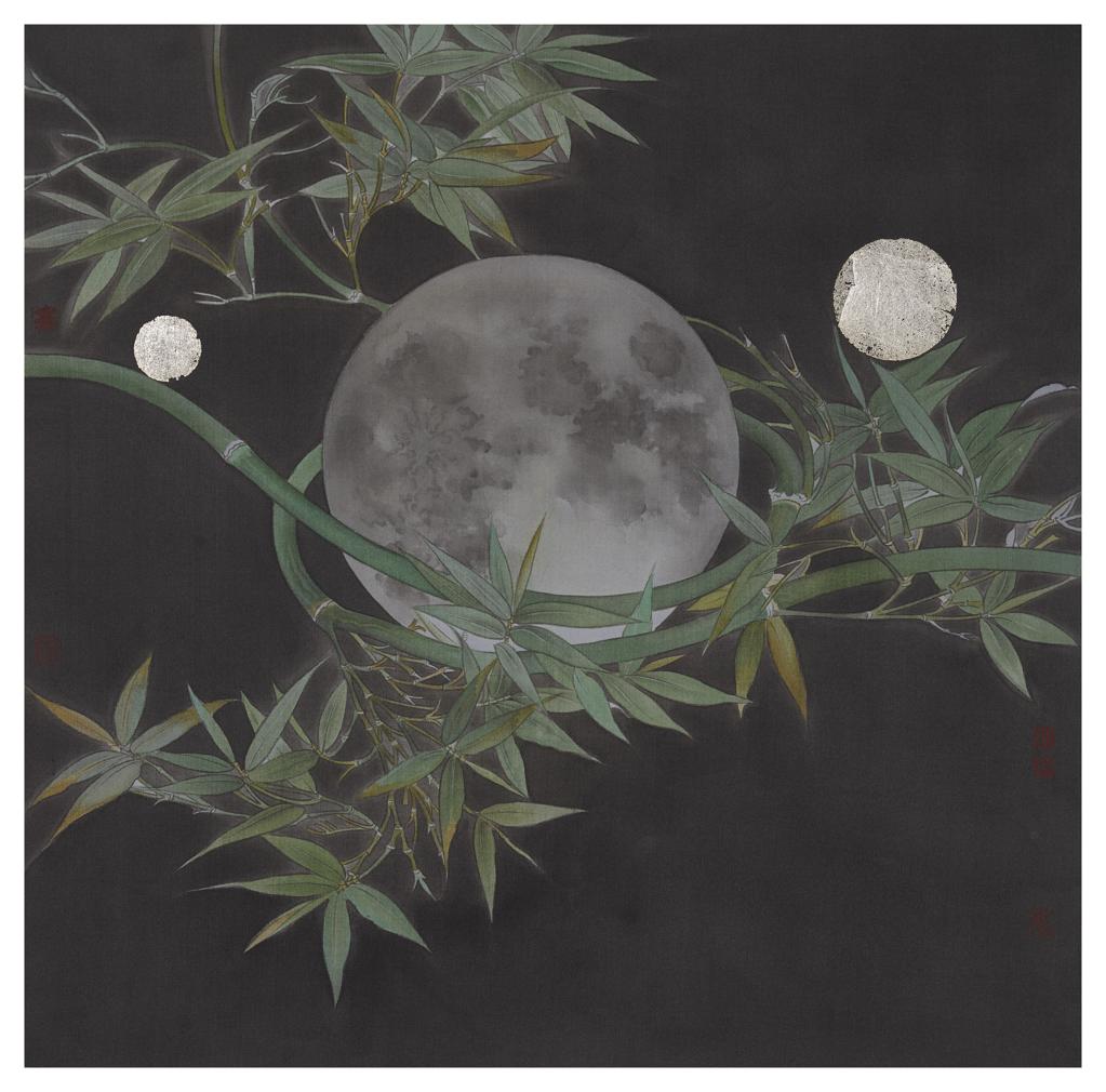 Tales and Legends · The Same Moon 1 (《故事和传说 · 同一个月亮 · 1》) · Fine Brushwork and Heavy Color(工笔重彩) · 40x40cm · 2022