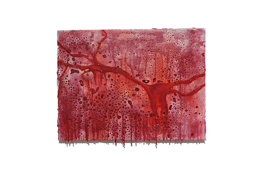 Neuron · 2022 · Acrylic on Canvas · Paraffin · 30” X 40”